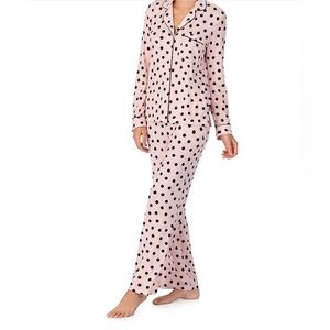 NEW KATE SPADE Pajama SET Blush Pink Black Polka Dot Size Small FAST SHIPPING